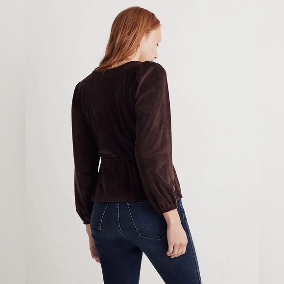 Madewell corduroy tie-front faux-wrap top - Picture 4 of 10